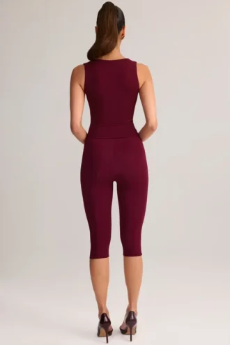 Leggings capri a vita media in modal Suri color vino
