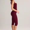 Leggings capri a vita media in modal Suri color vino Leggings capri a vita media in modal Suri color vino