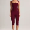 Leggings capri a vita media in modal Suri color vino Leggings capri a vita media in modal Suri color vino