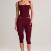 Leggings capri a vita media in modal Suri color vino Leggings capri a vita media in modal Suri color vino