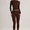 Leggings corti a vita media Roux in Modal, color cioccolato Leggings corti a vita media Roux in Modal, color cioccolato