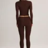 Leggings corti a vita media Roux in Modal, color cioccolato Leggings corti a vita media Roux in Modal, color cioccolato