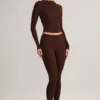 Leggings corti a vita media Roux in Modal, color cioccolato Leggings corti a vita media Roux in Modal, color cioccolato