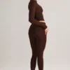 Leggings corti a vita media Roux in Modal, color cioccolato Leggings corti a vita media Roux in Modal, color cioccolato