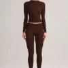 Leggings corti a vita media Roux in Modal, color cioccolato Leggings corti a vita media Roux in Modal, color cioccolato