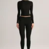 Leggings corti a vita media Roux in Modal, colore nero Leggings corti a vita media Roux in Modal, colore nero
