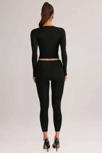 Leggings corti a vita media Roux in Modal, colore nero