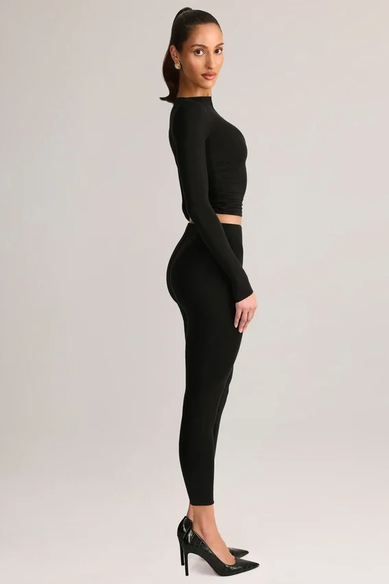 Leggings corti a vita media Roux in Modal, colore nero Leggings corti a vita media Roux in Modal, colore nero