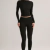 Leggings corti a vita media Roux in Modal, colore nero Leggings corti a vita media Roux in Modal, colore nero