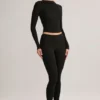 Leggings corti a vita media Roux in Modal, colore nero Leggings corti a vita media Roux in Modal, colore nero