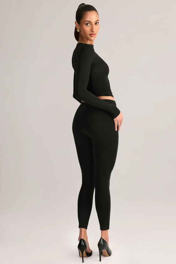 Leggings corti a vita media Roux in Modal, colore nero Leggings corti a vita media Roux in Modal, colore nero