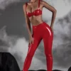 Leggings in vinile a vita alta Alecto in rosso