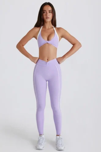 Leggings Soft Active con dettaglio intrecciato sul davanti in lilla