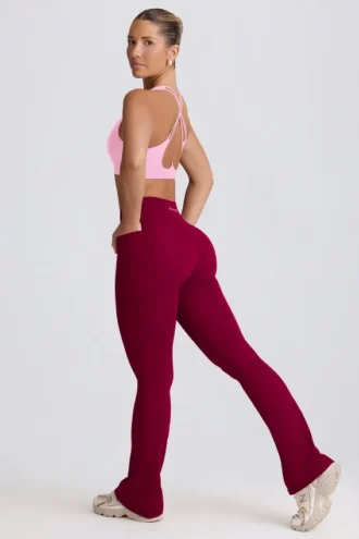 Leggings svasati Soft Active con tasche e vita a V in bordeaux