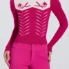 Maglia aderente a maniche lunghe in rosa magenta