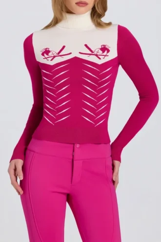 Maglia aderente a maniche lunghe in rosa magenta