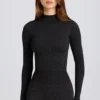 Maglia termica a maniche lunghe in nero leopardato