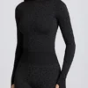 Maglia termica a maniche lunghe in nero leopardato
