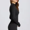 Maglia termica a maniche lunghe in nero leopardato