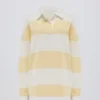 Maglietta a maniche lunghe oversize a righe in giallo limone