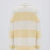 Maglietta a maniche lunghe oversize a righe in giallo limone