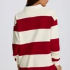 Maglietta oversize a maniche lunghe a righe in rosso scuro Maglietta oversize a maniche lunghe a righe in rosso scuro
