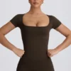 Maglietta senza cuciture Super Sculpt in marrone Maglietta senza cuciture Super Sculpt in marrone