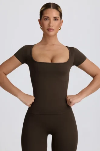 Maglietta senza cuciture Super Sculpt in marrone