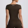 Maglietta senza cuciture Super Sculpt in marrone Maglietta senza cuciture Super Sculpt in marrone