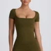 Maglietta senza cuciture Super Sculpt in verde scuro Maglietta senza cuciture Super Sculpt in verde scuro