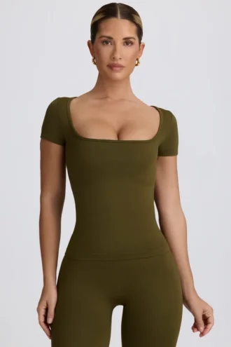 Maglietta senza cuciture Super Sculpt in verde scuro
