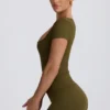 Maglietta senza cuciture Super Sculpt in verde scuro Maglietta senza cuciture Super Sculpt in verde scuro