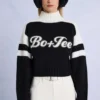 Maglione corto con logo in maglia, nero Maglione corto con logo in maglia, nero