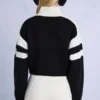 Maglione corto con logo in maglia, nero Maglione corto con logo in maglia, nero