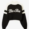 Maglione corto con logo in maglia, nero Maglione corto con logo in maglia, nero