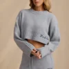 Maglione corto in maglia a coste in blu tenue Maglione corto in maglia a coste in blu tenue