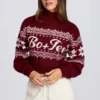 Maglione corto in maglia jacquard in rosso cremisi Maglione corto in maglia jacquard in rosso cremisi