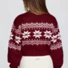 Maglione corto in maglia jacquard in rosso cremisi Maglione corto in maglia jacquard in rosso cremisi
