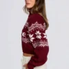 Maglione corto in maglia jacquard in rosso cremisi Maglione corto in maglia jacquard in rosso cremisi