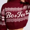 Maglione corto in maglia jacquard in rosso cremisi Maglione corto in maglia jacquard in rosso cremisi