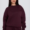 Maglione oversize a girocollo in bordeaux