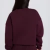 Maglione oversize a girocollo in bordeaux
