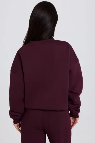 Maglione oversize a girocollo in bordeaux