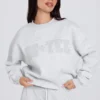Maglione oversize a girocollo in grigio melange
