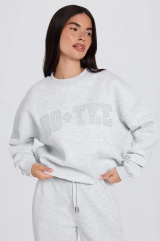 Maglione oversize a girocollo in grigio melange