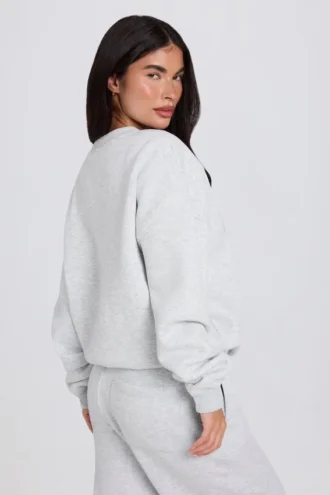 Maglione oversize a girocollo in grigio melange
