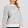 Maglione oversize con logo in maglia color ghiaccio Maglione oversize con logo in maglia color ghiaccio