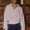 Maglione oversize in jersey di cotone con scollo a V in rosa cipria Maglione oversize in jersey di cotone con scollo a V in rosa cipria