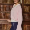 Maglione oversize in jersey di cotone con scollo a V in rosa cipria Maglione oversize in jersey di cotone con scollo a V in rosa cipria