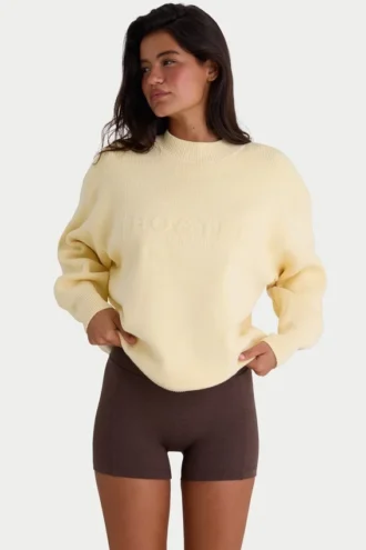 Maglione oversize in maglia a coste color limone